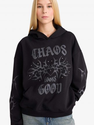 هودی زنانه مشکی دفکتو