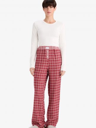 شلوار راحتی زنانه زرشکی دفکتو