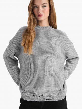 پلیور زنانه خاکستری دفکتو