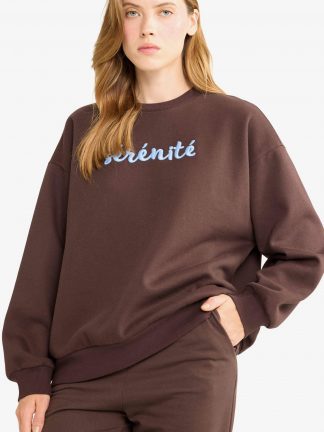 سویشرت زنانه قهوه ای دفکتو