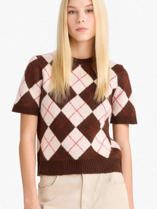 تیشرت زنانه قهوه ای دفکتو