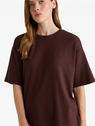 تیشرت زنانه قهوه ای دفکتو