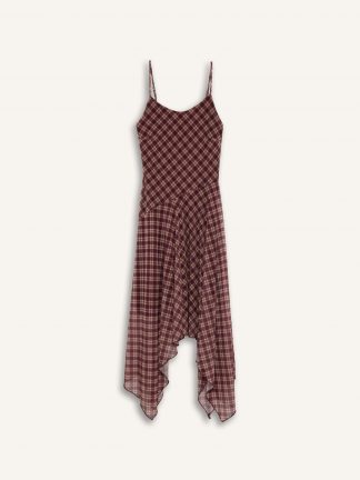 پیراهن زنانه زرشکی دفکتو