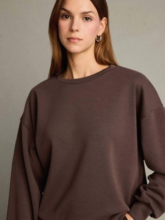 سویشرت زنانه قهوه ای دفکتو