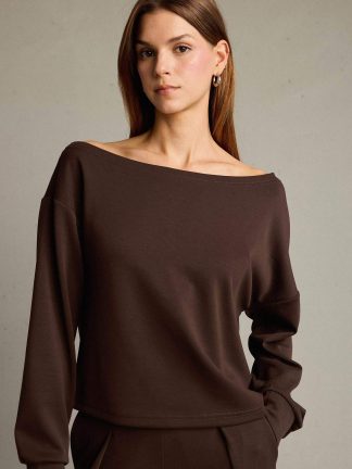سویشرت زنانه قهوه ای دفکتو
