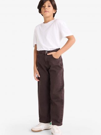 شلوار جین پسرانه قهوه ای دفکتو