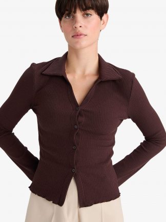 ژاکت زنانه قهوه ای دفکتو