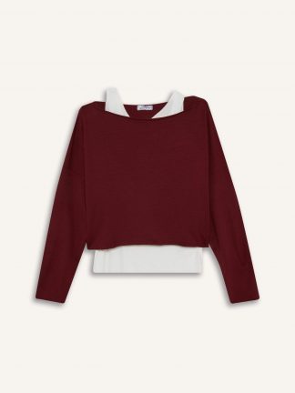 سویشرت زنانه زرشکی دفکتو