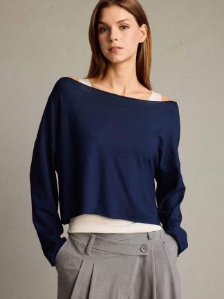 سویشرت زنانه سرمه ای دفکتو