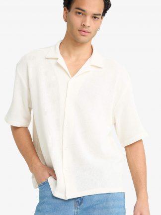 پیراهن آستین کوتاه مردانه بژ دفکتو