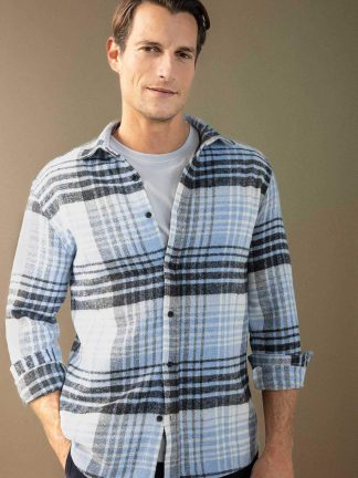 پیراهن مردانه آبی روشن دفکتو