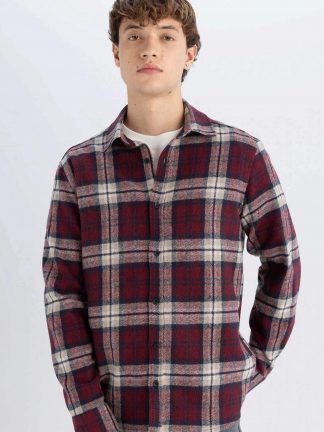 پیراهن مردانه زرشکی دفکتو