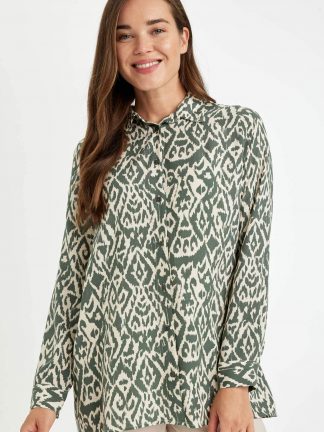 شومیز زنانه خاکی دفکتو