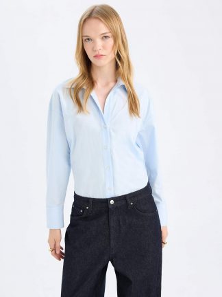 شومیز زنانه آبی روشن دفکتو