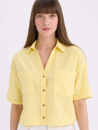 شومیز زنانه زرد دفکتو