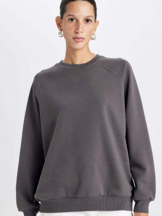 سویشرت زنانه خاکستری تیره دفکتو