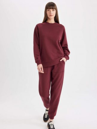 شلوار راحتی زنانه زرشکی دفکتو