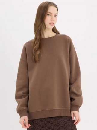 سویشرت زنانه قهوه ای دفکتو