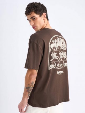 تی شرت مردانه قهوه ای دفکتو