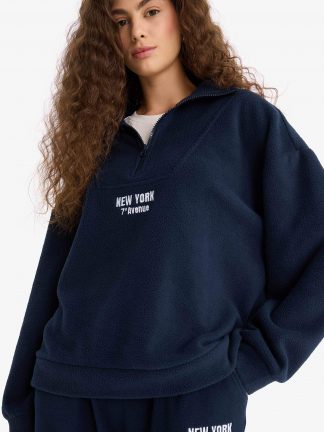 سویشرت زنانه سرمه ای دفکتو