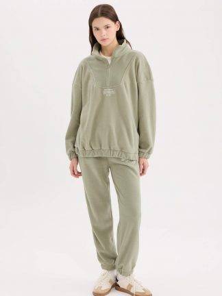 شلوار راحتی زنانه خاکی روشن دفکتو