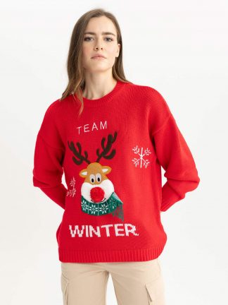 پلیور زنانه قرمز دفکتو