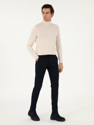 شلوار کتان مردانه سرمه ای کاشارل