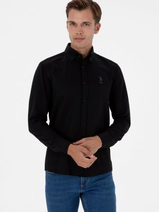 پیراهن آستین بلند مردانه مشکی یو اس پولو