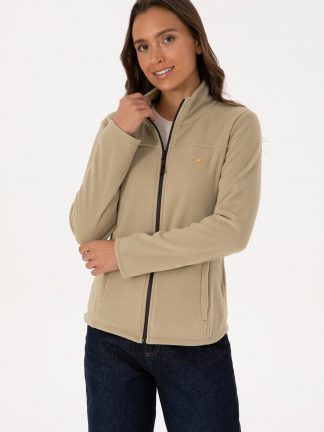 ژاکت زنانه خاکی روشن یو اس پولو