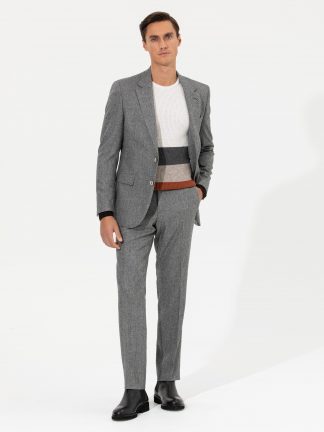 شلوار پارچه ای مردانه خاکستری تیره کاشارل