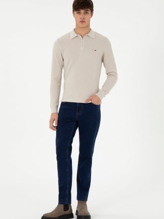 شلوار جین اسلیم فیت مردانه آبی یو اس پولو