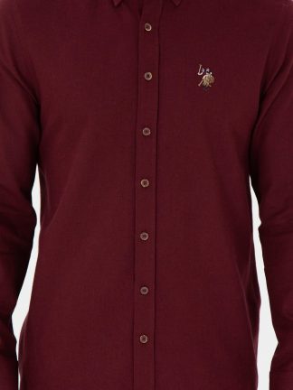پیراهن آستین بلند مردانه زرشکی یو اس پولو