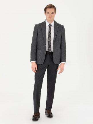 شلوار پارچه ای مردانه خاکستری تیره کاشارل