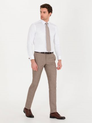 شلوار کتان و پارچه ای مردانه قهوه ای کاشارل