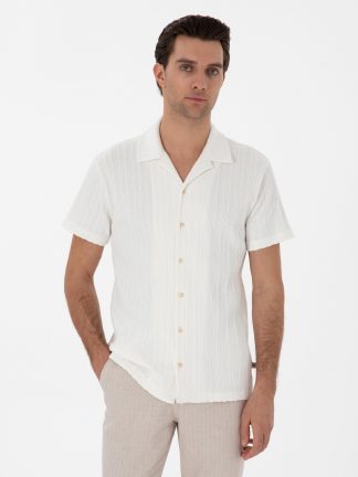 پیراهن آستین کوتاه مردانه بژ کاشارل