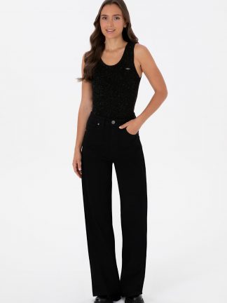 شلوار کتان زنانه مشکی یو اس پولو