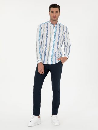 شلوار کتان مردانه سرمه ای کاشارل