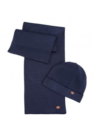 شال، کلاه و دستکش مردانه سرمه ای یو اس پولو