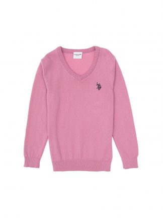 پلیور دخترانه صورتی تیره یو اس پولو