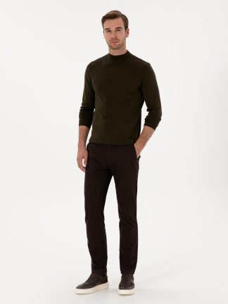 شلوار کتان مردانه قهوه ای تیره کاشارل