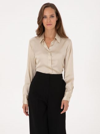 شومیز زنانه بژ پیرکاردین