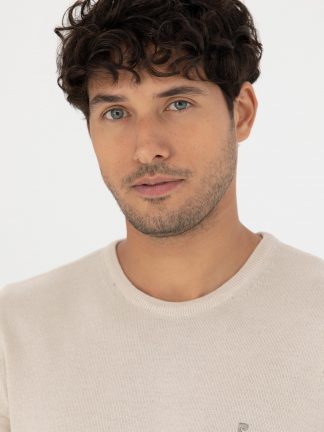 پلیور مردانه کرم ملانژ پیرکاردین