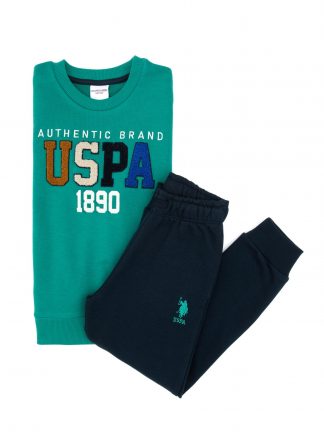 لباس راحتی پسرانه نعنایی یو اس پولو