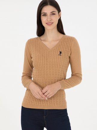 پلیور زنانه شتری یو اس پولو