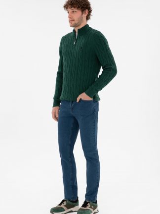 شلوار جین اسلیم فیت مردانه سبز یو اس پولو