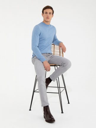 شلوار جین اسلیم فیت مردانه خاکستری روشن پیرکاردین