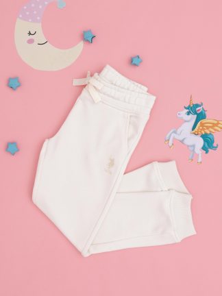 شلوار راحتی دخترانه کرم یو اس پولو