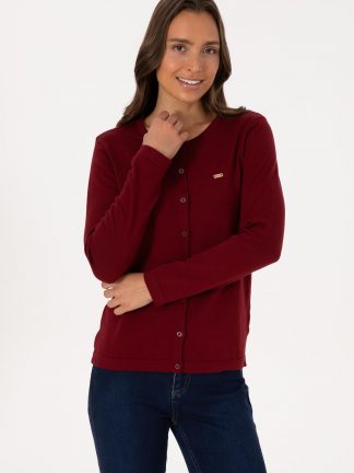 ژاکت زنانه زرشکی یو اس پولو