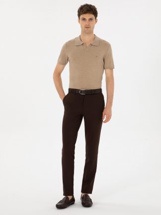 شلوار کتان مردانه قهوه ای کاشارل