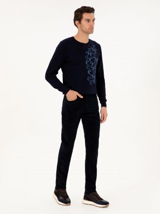 شلوار کتان مردانه سرمه ای کاشارل